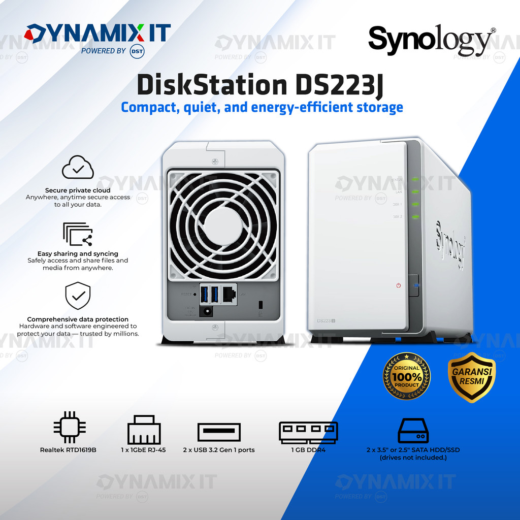 Jual Synology NAS DiskStation DS223J 2-Bay Personal Cloud NAS Storage ...