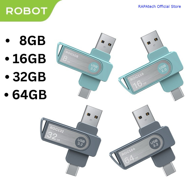 Jual Robot Flash Drive Flashdisk Dual OTG USB A TO Type-C High Speed Up ...