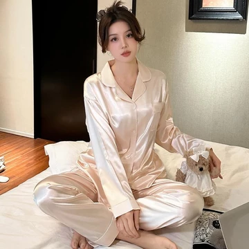 CozyCorner C25 Baju Tidur Lengan Panjang Stelan Set Piyama Oneset Wanita Baju Tidur Satin