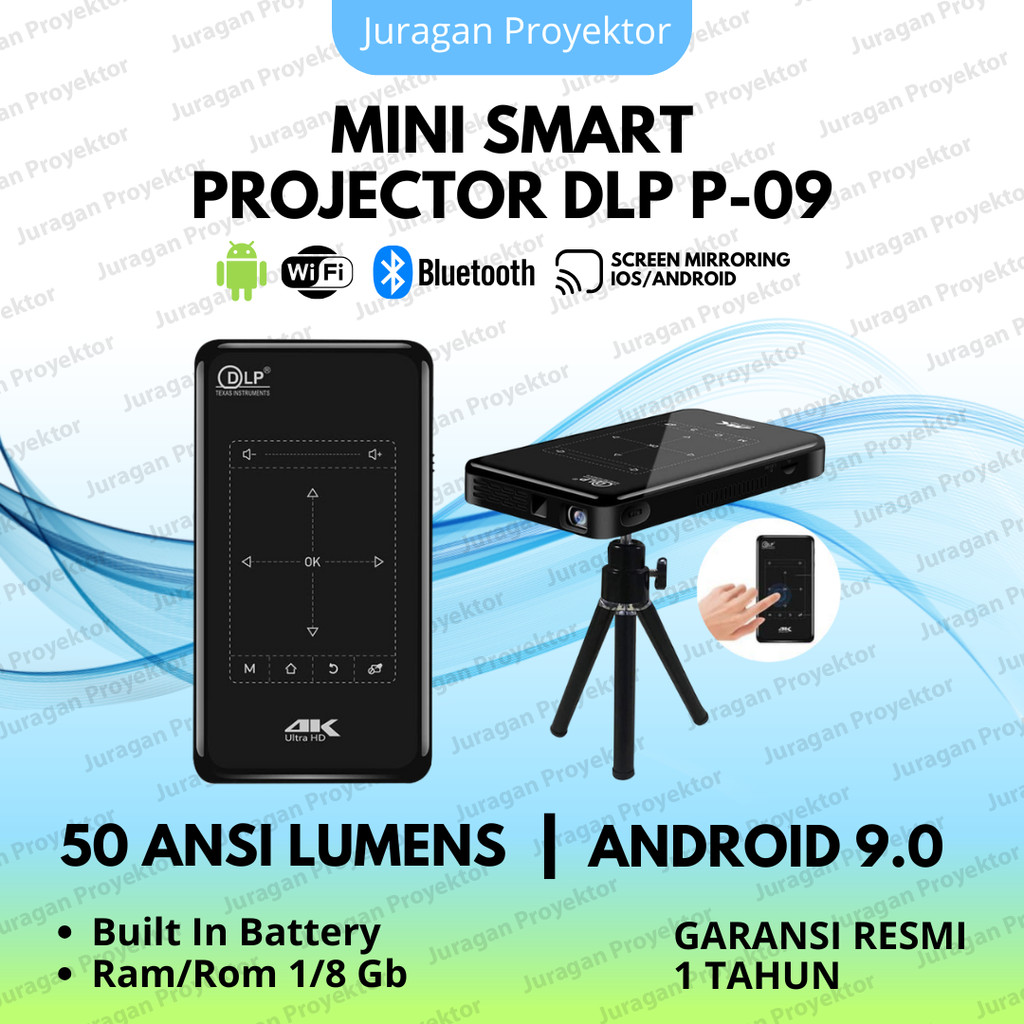 Jual Proyektor Mini DLP P09-II Mini Smart Projector Android Support 4K ...