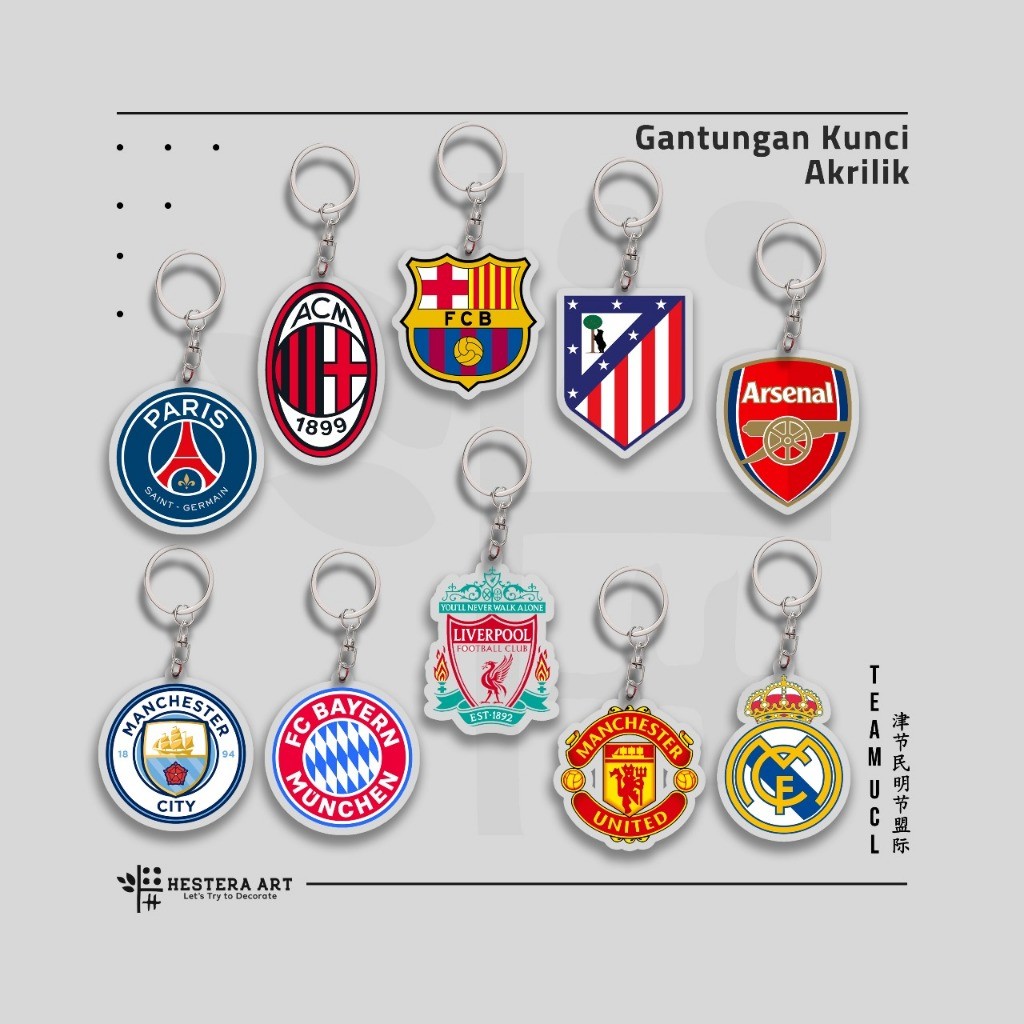 Jual Gantungan Kunci Akrilik Sepak Bola | Key Chain Akrilik Team UCL ...
