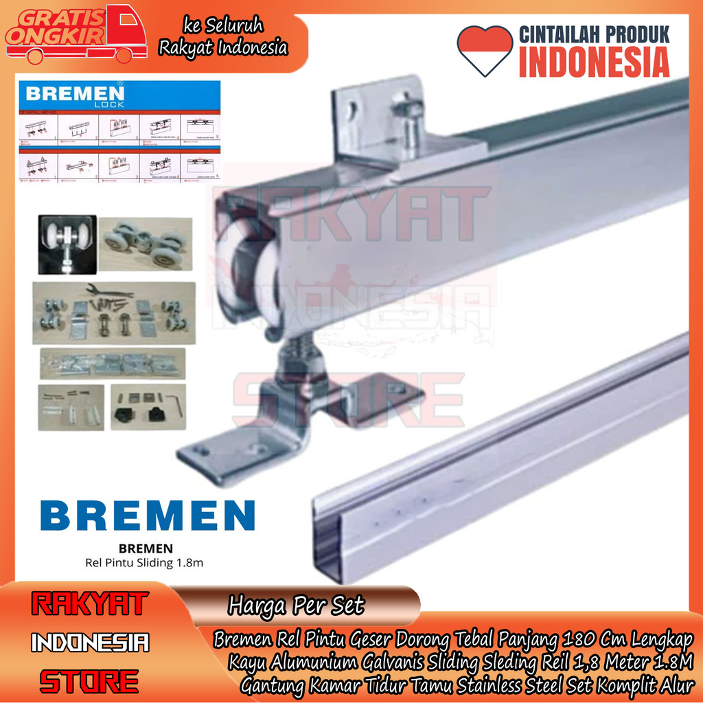Jual Bremen Godia Rel Pintu Geser Dorong Tebal Panjang 180 Cm 160cm ...