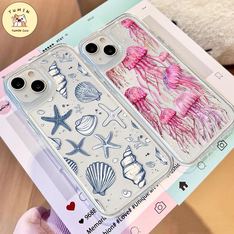 Jual Seni Merah Kartun Ubur-ubur Transparan Soft Case Kompatibel Untuk ...