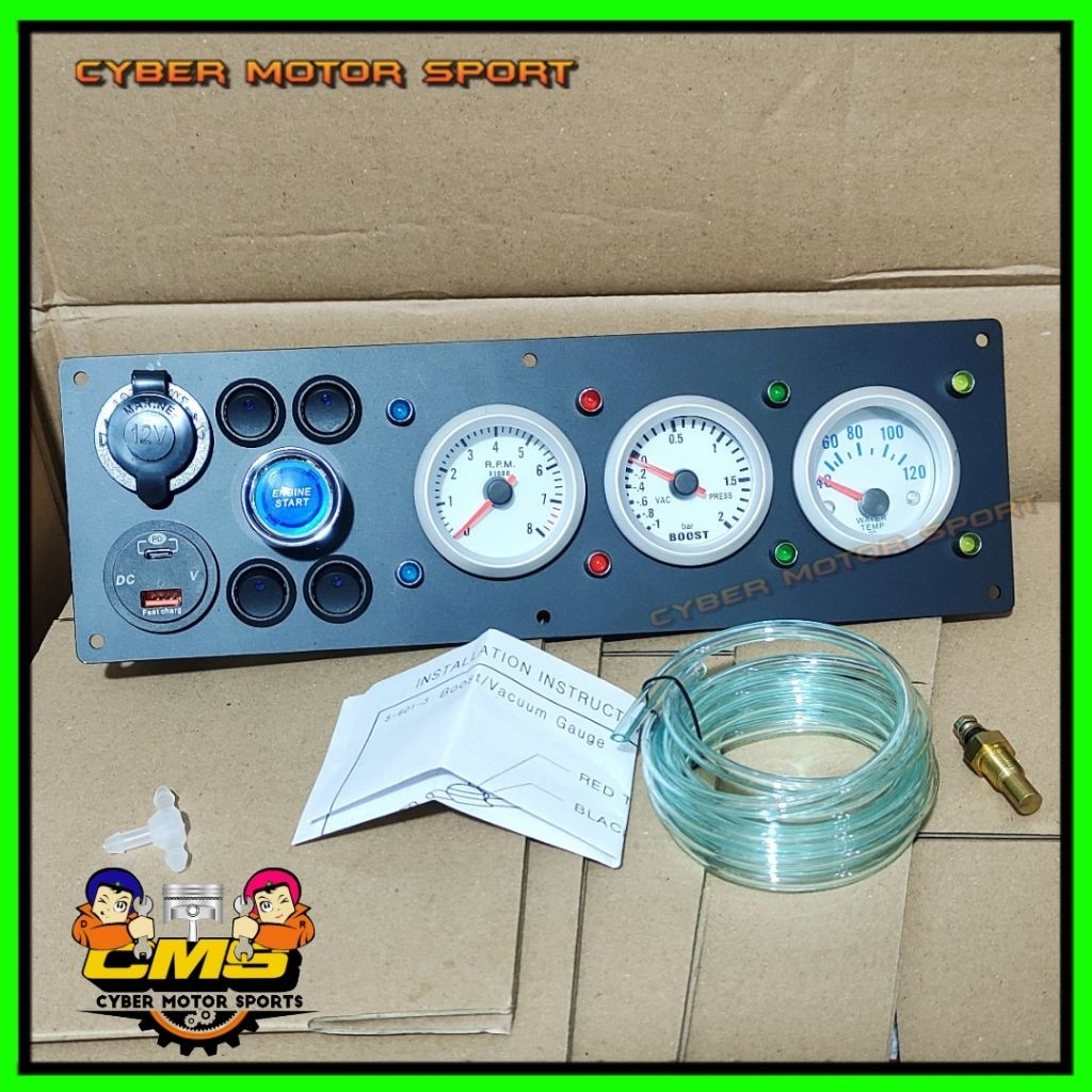 Jual dashboard gauge universal 12v indikator mobil Tachometer rpm water ...
