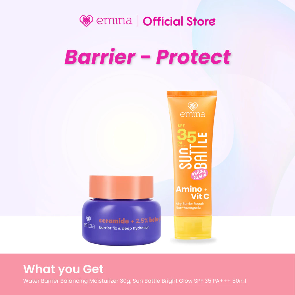 Emina Water Gel Moisturizer 30g dan Sunscreen Paket 2in1 untuk Hydrating dan Face Wash