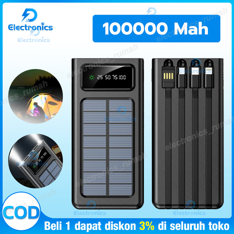 Jual 50000/100000mah Solar Power Bank Charger USB Ports External