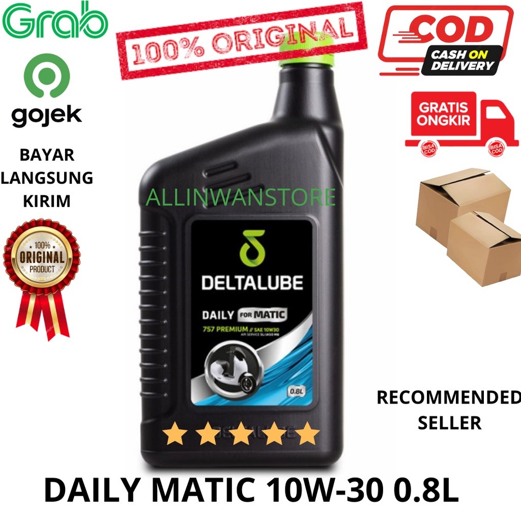 Oli Deltalube Daily Matic 757 Premium Matic SAE 10W30 API Service SL JASO MB Volume 0.8 Liter 10w30 Original 100% 0.8 L (Oli untuk motor matic)
