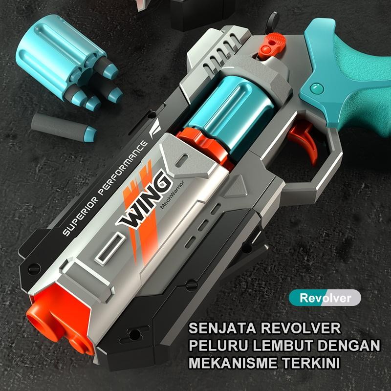Jual Pistol Mainan Revolver Peluru Lembut EVA Busa - Tembak 12 Meter ...