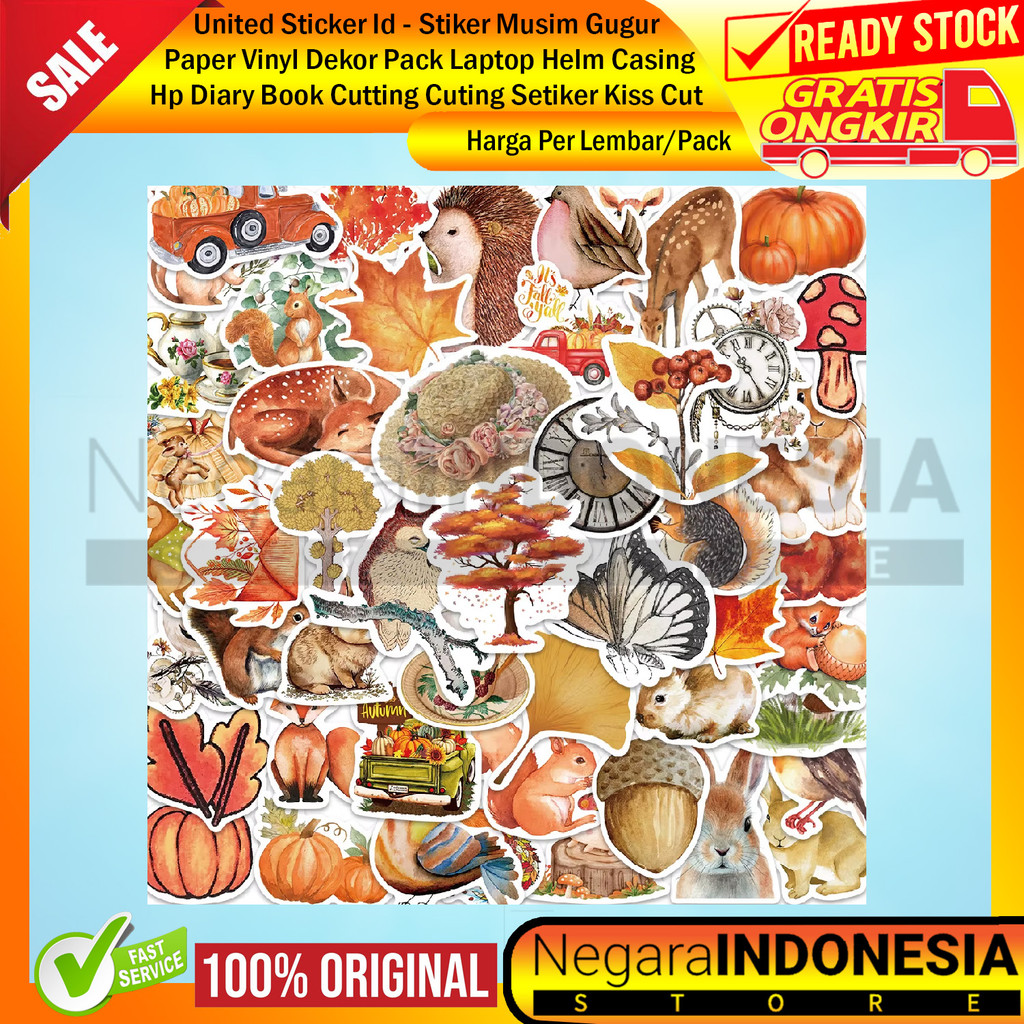 Jual United Sticker Id - Stiker Stickers Cutting Cute Musim Gugur Daun ...