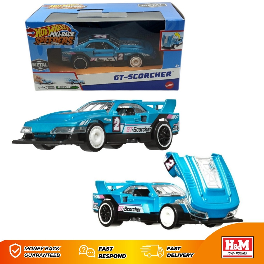 Jual Hot Wheels Pull-Back Speeders GT-Scorcher Biru 1:43 Diecast ...