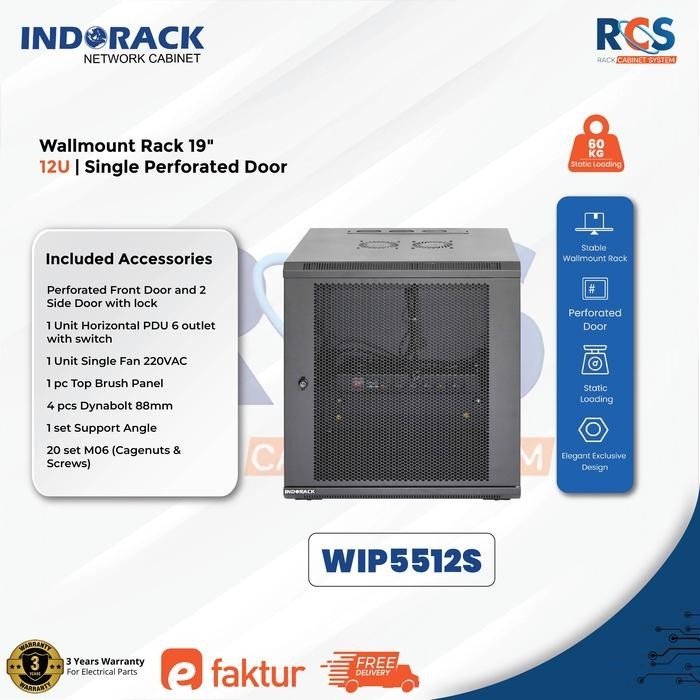 Jual INDORACK WIP5512S Wallmount Rack 12U INDORACK Depth 550mm ...