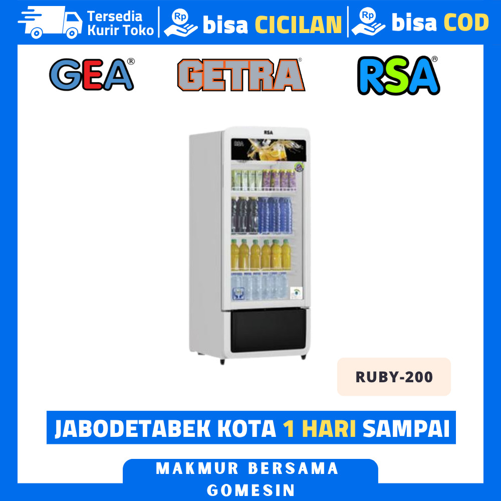 Jual Showcase Pendingin Minuman 1 Pintu RSA RUBY-200 Kaca Hemat Energi ...