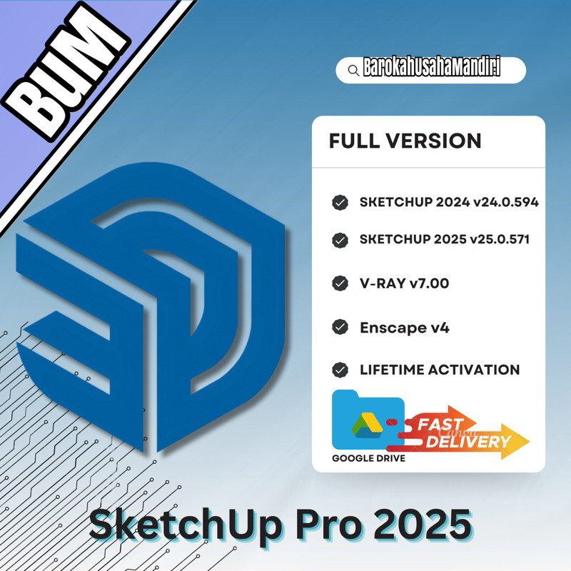 Jual (WIN/MAC) Sketchup Pro 2025 + V-Ray + Enscape, Full Version (Versi ...