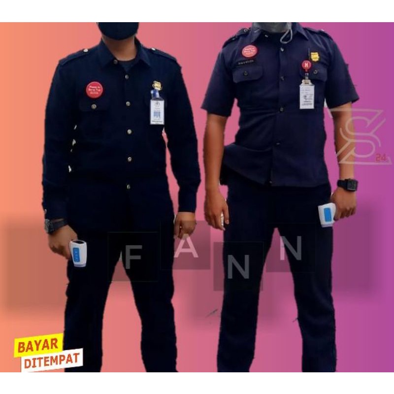 Jual Mssashop 1 stel Baju Safari Security Seragam Safari Sekuriti Hitam