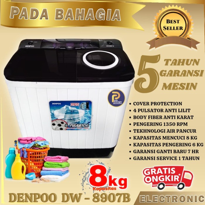 Jual Denpoo Mesin Cuci Dw P Kg Tabung Hitam Dw B