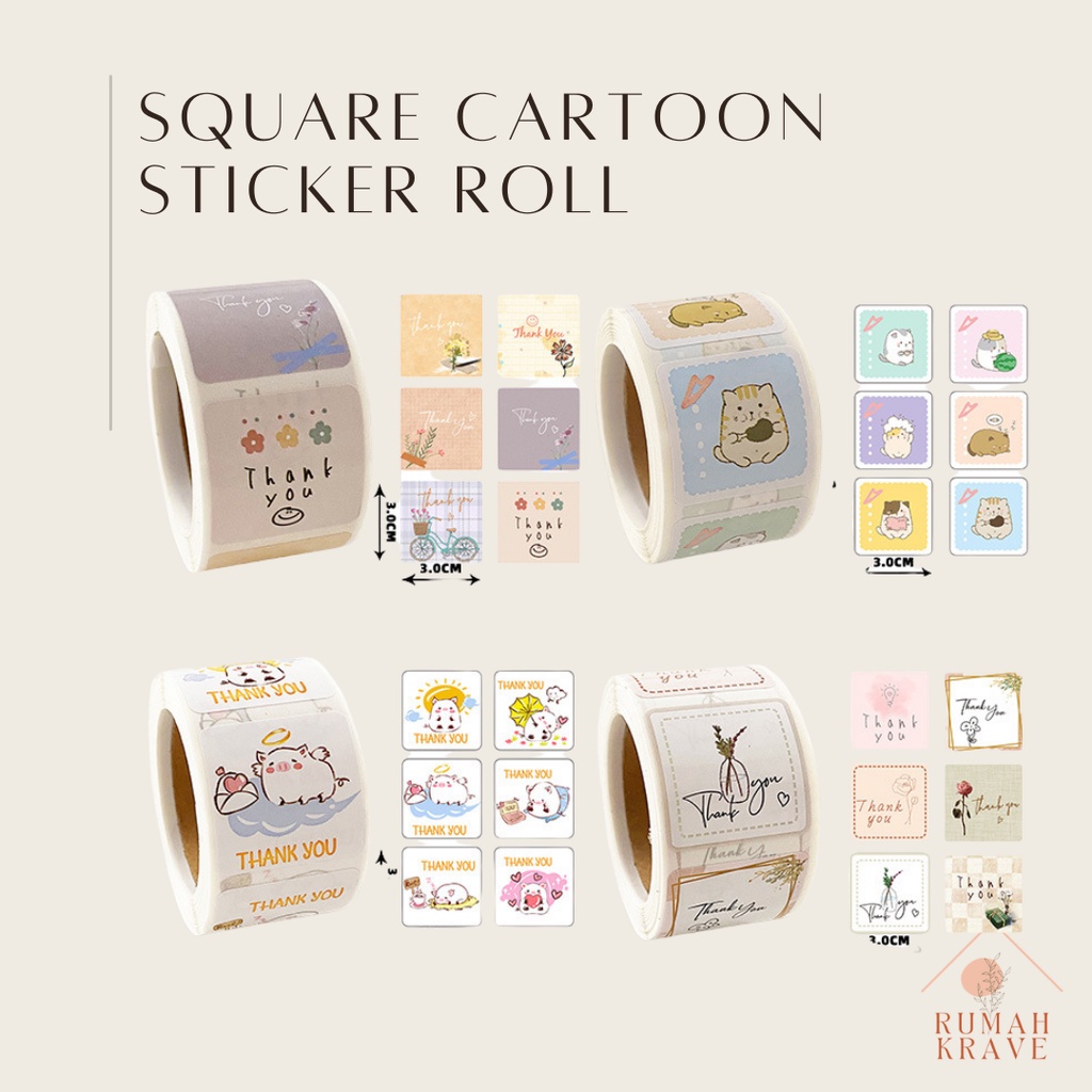 Jual RUMAH KRAVE - Square Cartoon Sticker Roll Thankyou Small Business ...