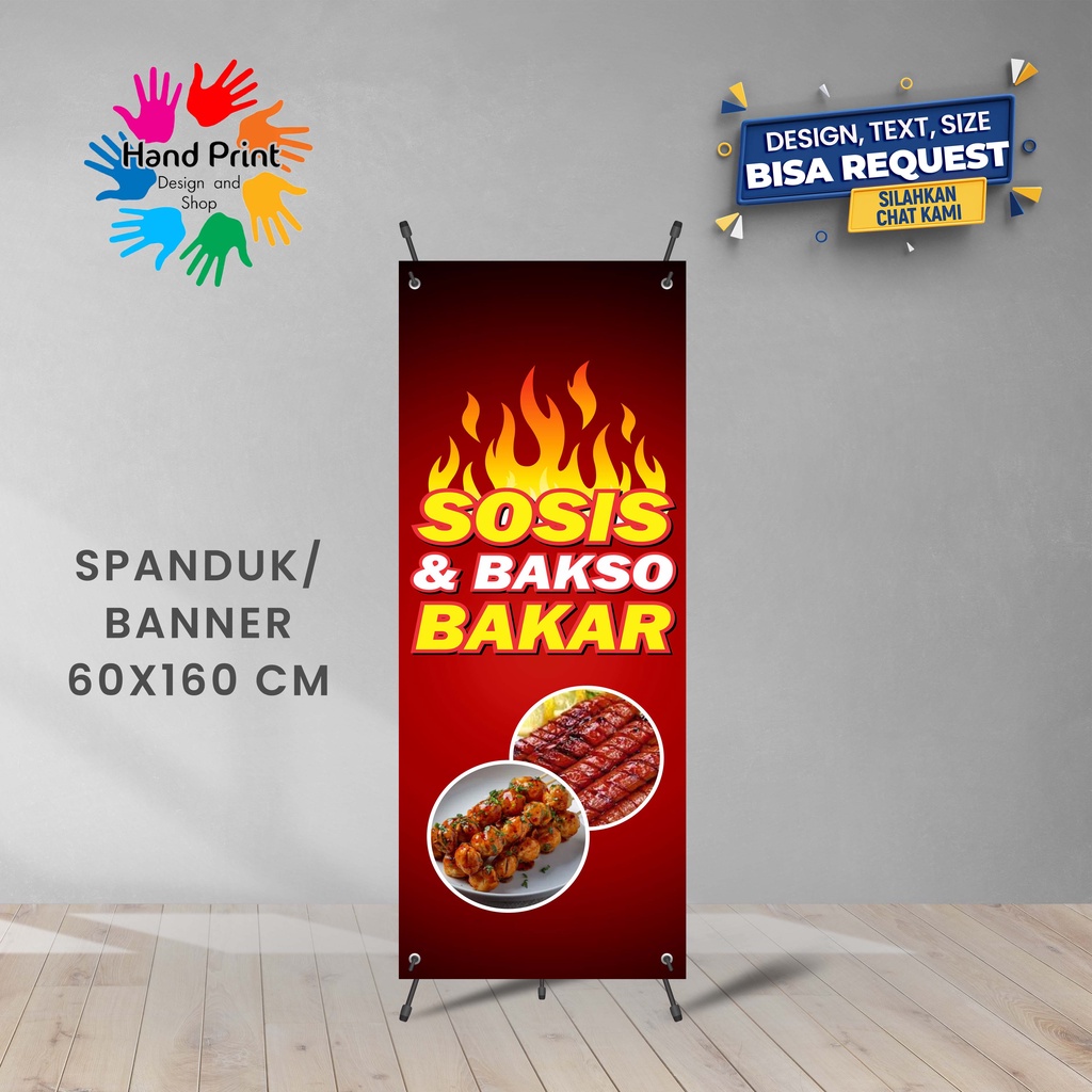 Jual Spanduk Banner Sosis Bakar Dan Bakso Bakar Makanan Pedas Ukuran