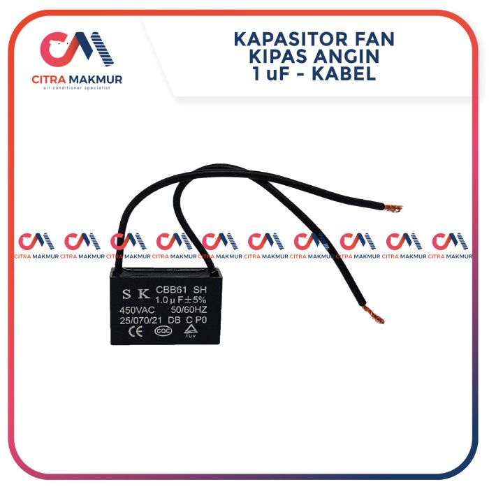 Jual Kapasitor Fan AC 1 uf SK Kabel 2 Kipas Angin Indoor Kotak 1 KW2