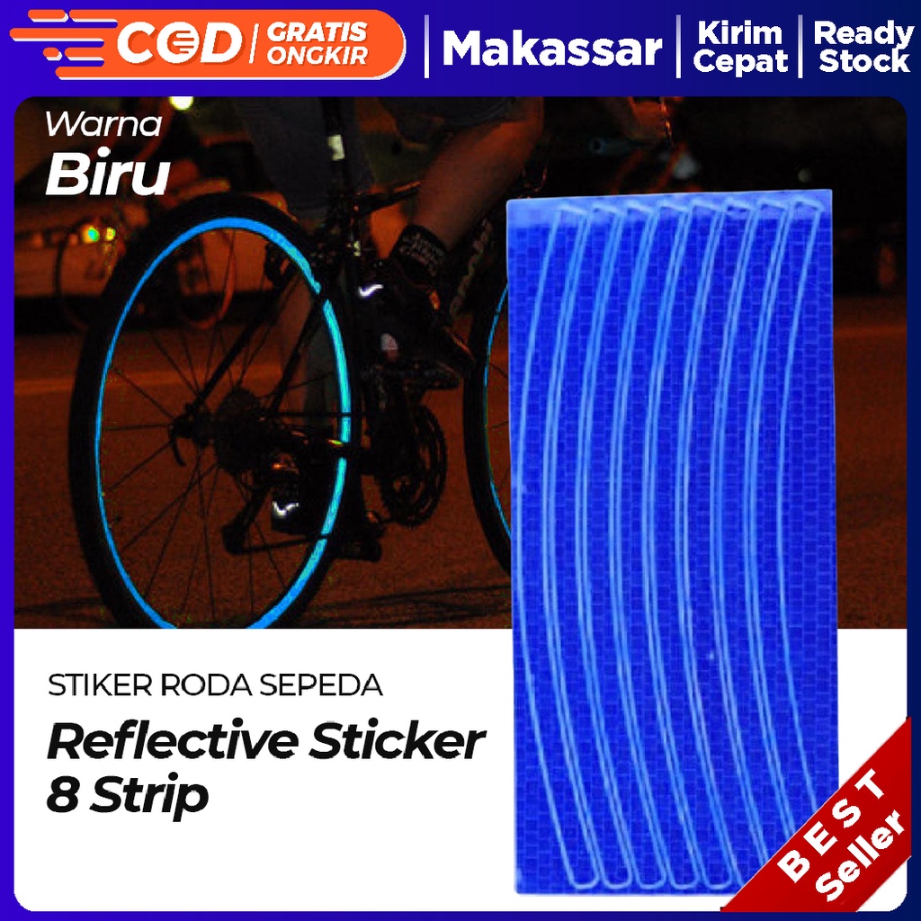 Jual Stiker Roda Sepeda Bicycle Wheel Reflective Sticker 8 Strip ...