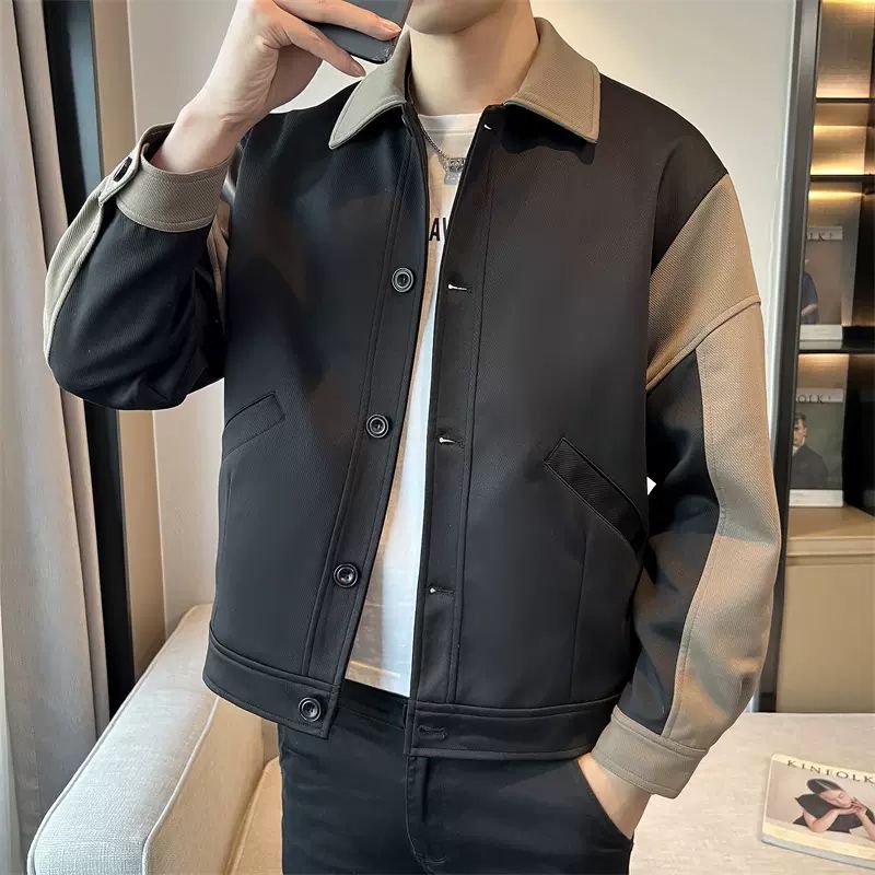 Jual Men's high-end explosive street color matching work jacket ...