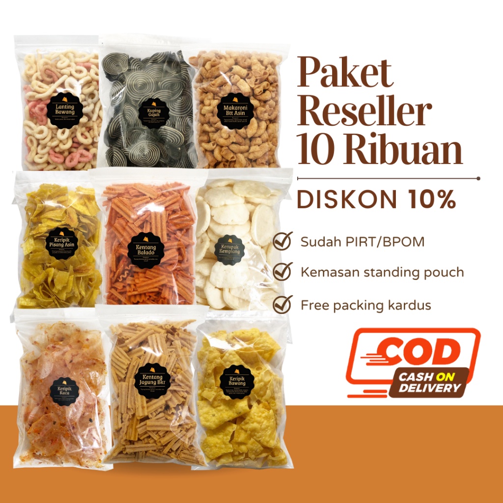Jual Paket Reseller 1 Dus Snack 10 Ribuan / Cemilan Camilan Pedas Asin ...
