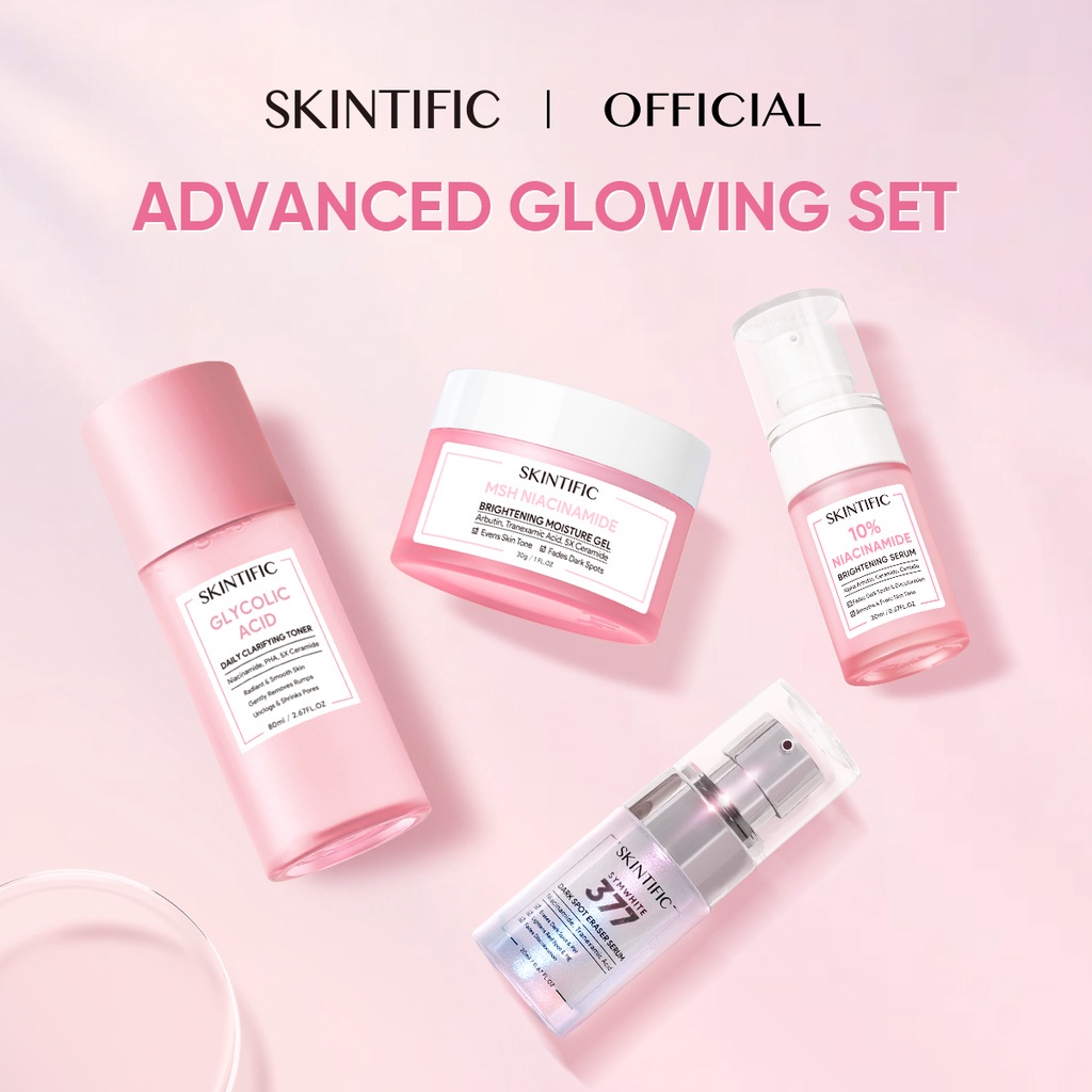 Jual Skintific 4pcs Advanced Glowing Set Skincare Paket With Moisturizer Niacinamide Serum 