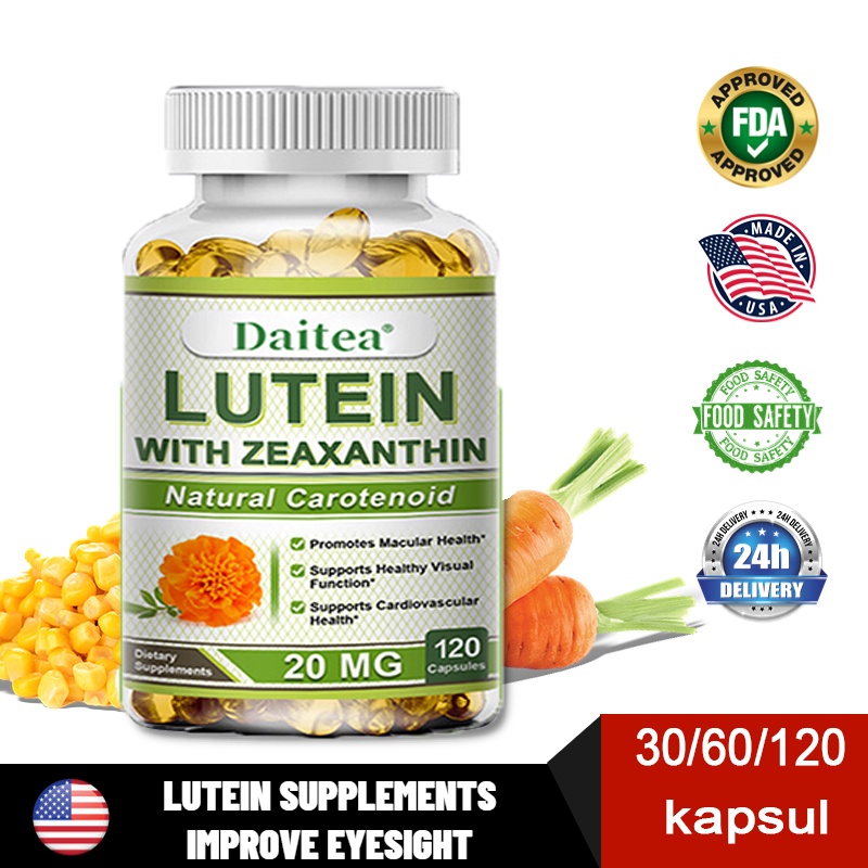 Jual Lutein 20 mg dengan Zeaxanthin, Dukungan Kesehatan Mata, Vegan