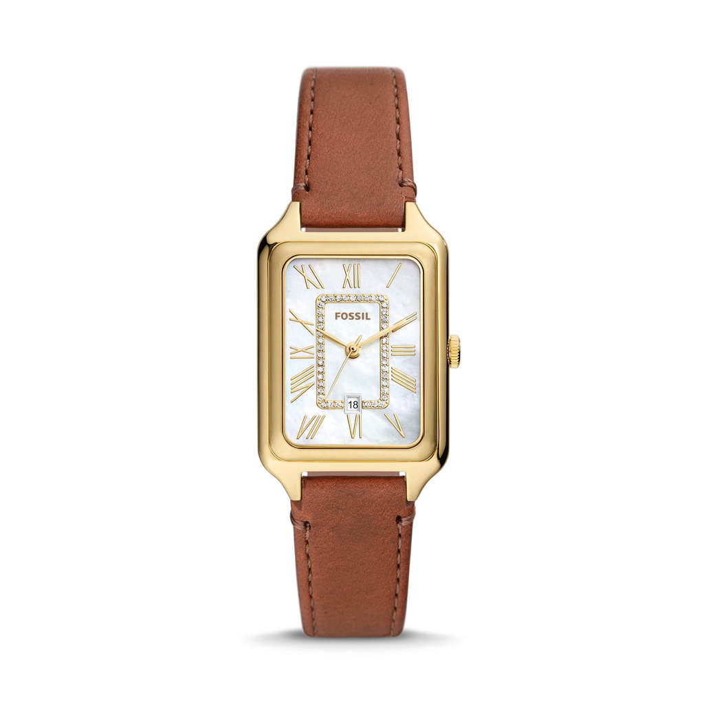 Jual Fossil Raquel Three-Hand Date Medium Brown LiteHide™ Leather Jam ...