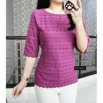 Wc(K. O Tl0 Blus Wanita Katun Bolong Cantik Motif Baru