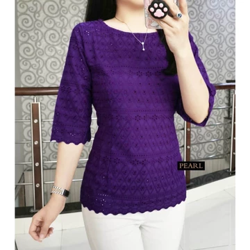 Wc(K. O Tl0 Blus Wanita Katun Bolong Cantik Motif Baru