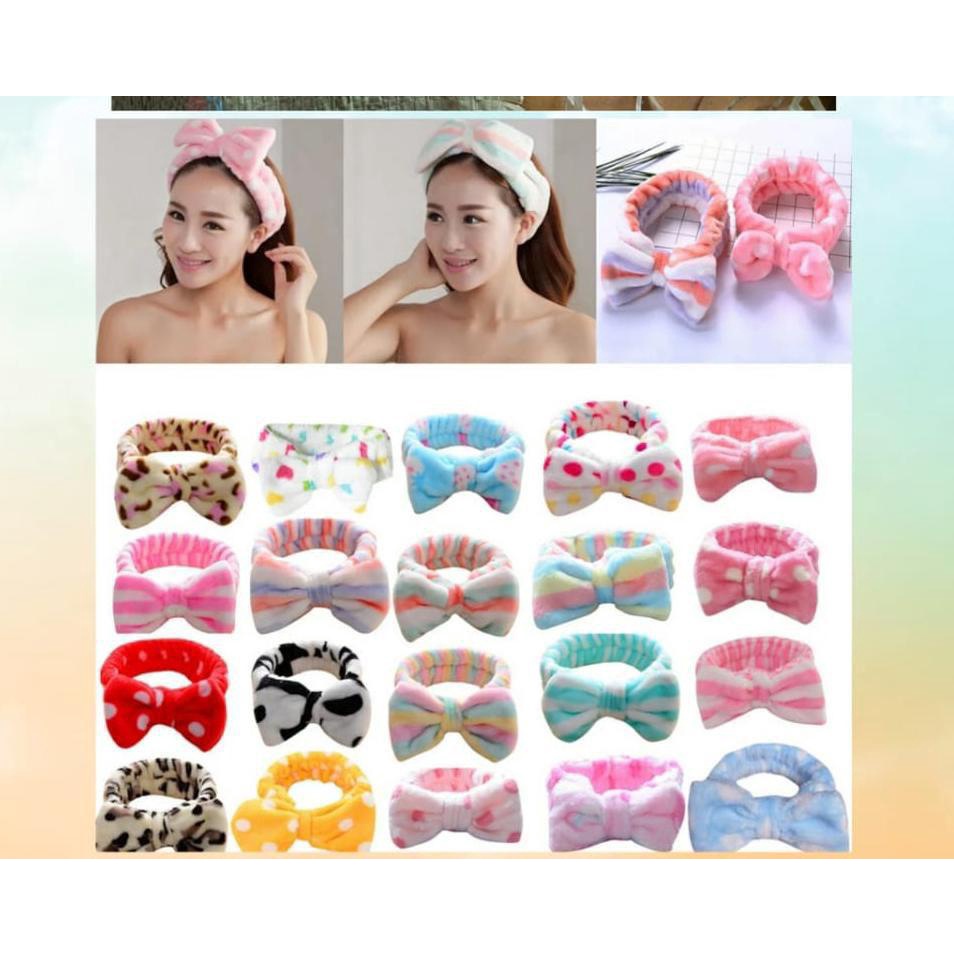 Jual Bandana Bando Rambut Motif Pita Ukuran Besar Bandana Mandi Bando Skincare Wanita 