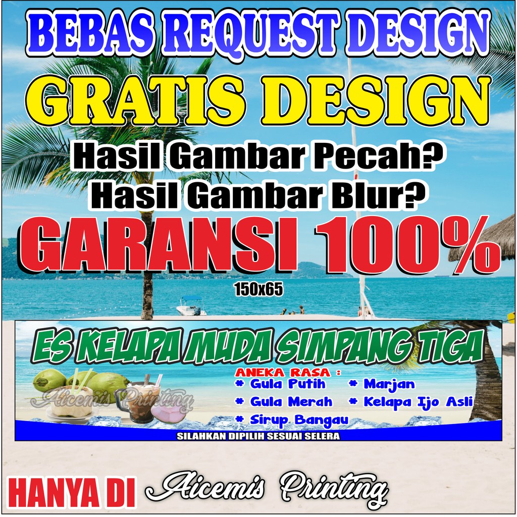 Jual Spanduk Es Kelapa / Spanduk Custom / Spanduk Minuman / Spanduk