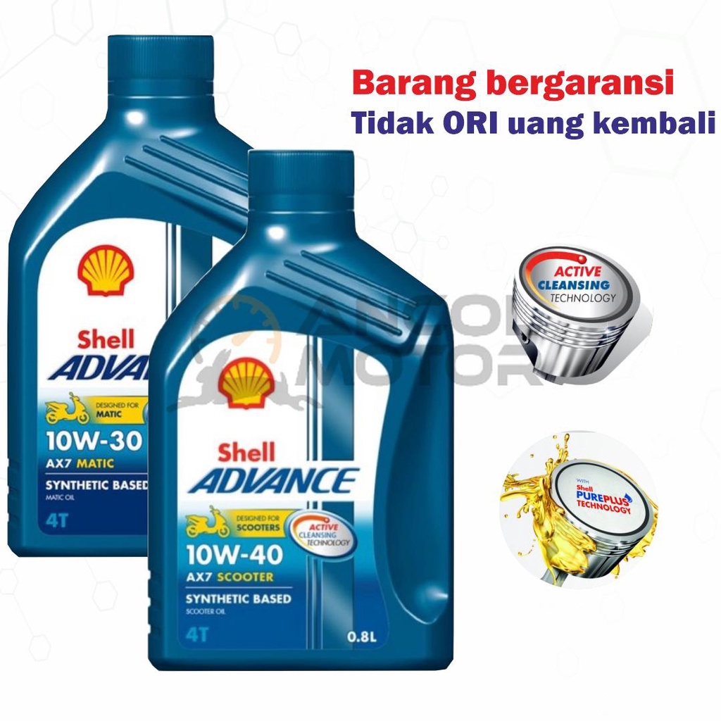 Jual Oli Shell Advance AX7 800ml 10w40 10w30 Pelumas Motor Synthetic ...