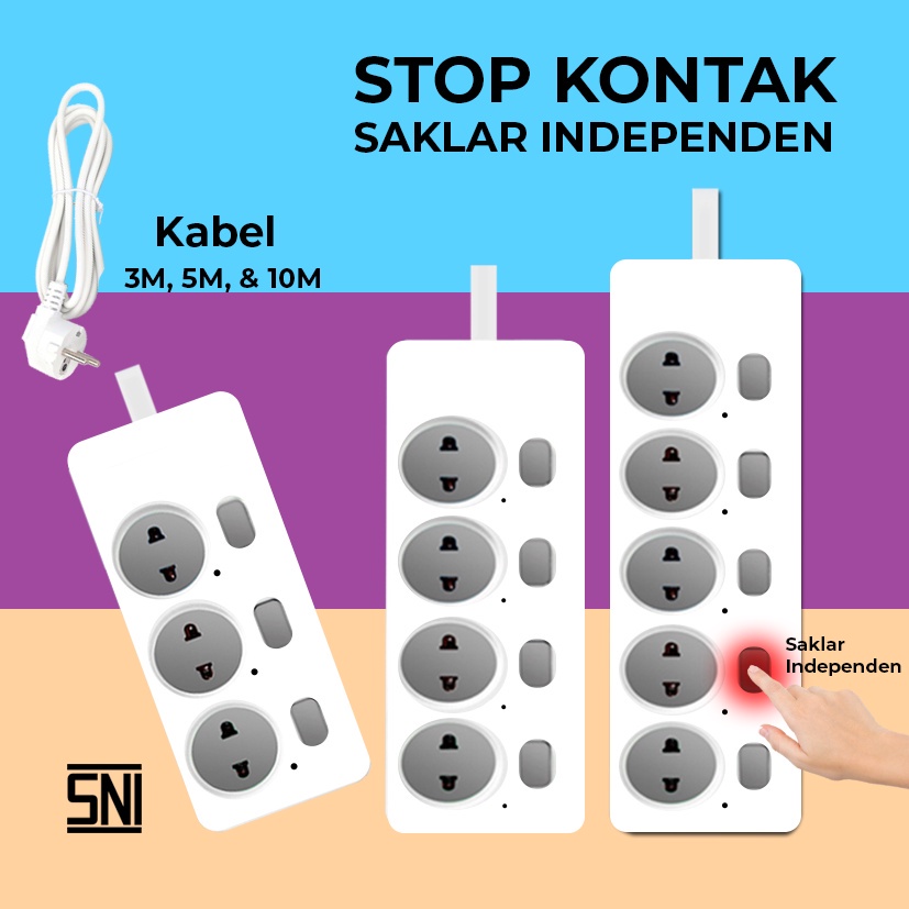 Jual Stop kontak on/off saklar independen // stop kontak kabel switch ...