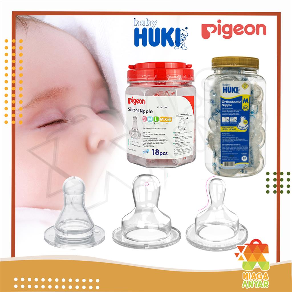 Jual NA Pigeon Huki Dot Regular Orthodontic Silicone Nipple Baby Satuan