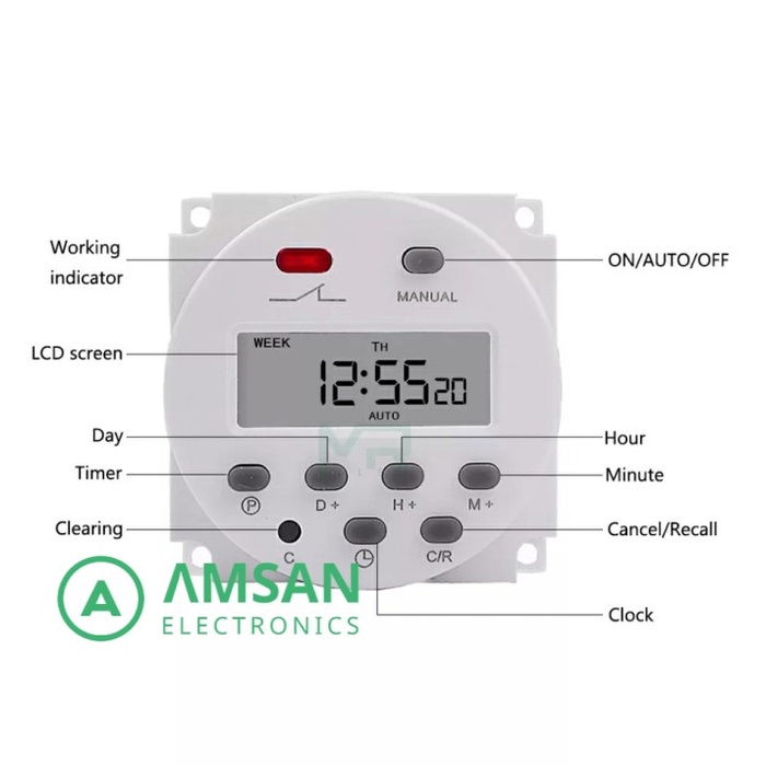 Jual Timer Weekly Digital AC 220V DC 12V 24V CN101A Countdown Switch ...