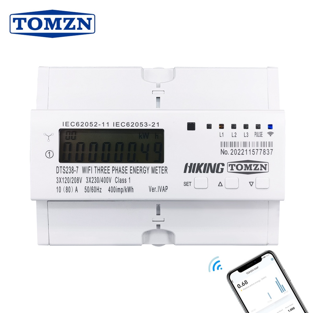 Jual 3 phase 80A TOMZN Tuya WIFI Smart Bidirectional Energy Meter timer