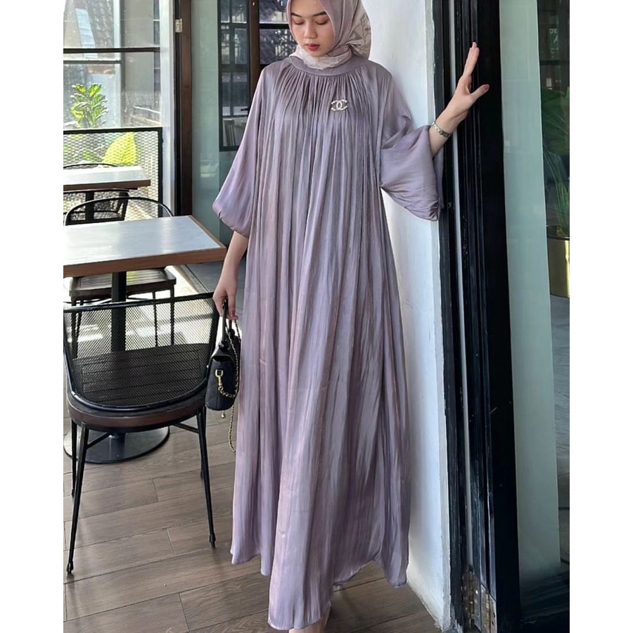 Jual Femes Ameena Maxy Gamis Muslim Wanita Santorini Shimer Polos Basic