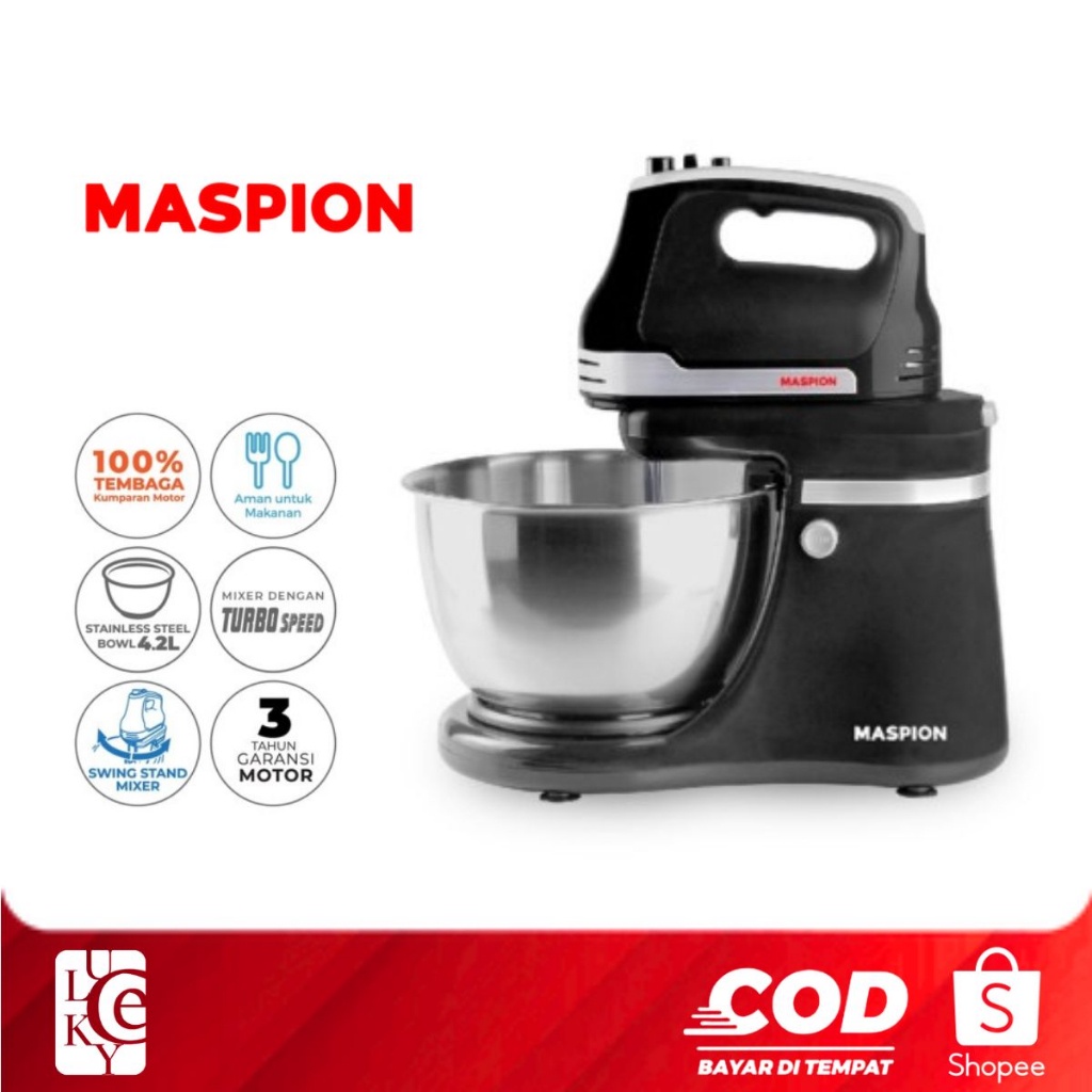 Jual Stand Mixer Maspion SM-401 4.2 Liter Auto Swing System 5 Speed 200 ...