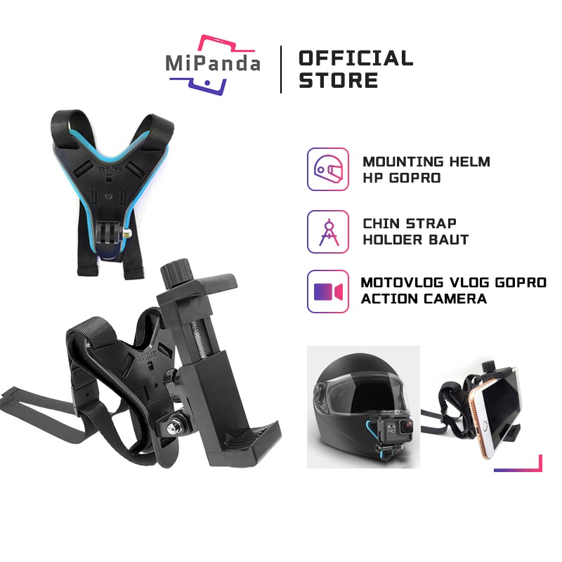 Jual Mipanda Mounting Helm Hp Gopro / Chin Strap Mount Helmet Di Dagu
