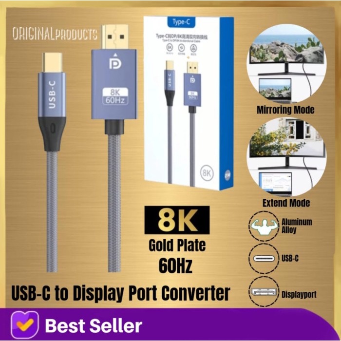 UGREEN kabel converter usb type c to display port male 4K DP cowok  Meter