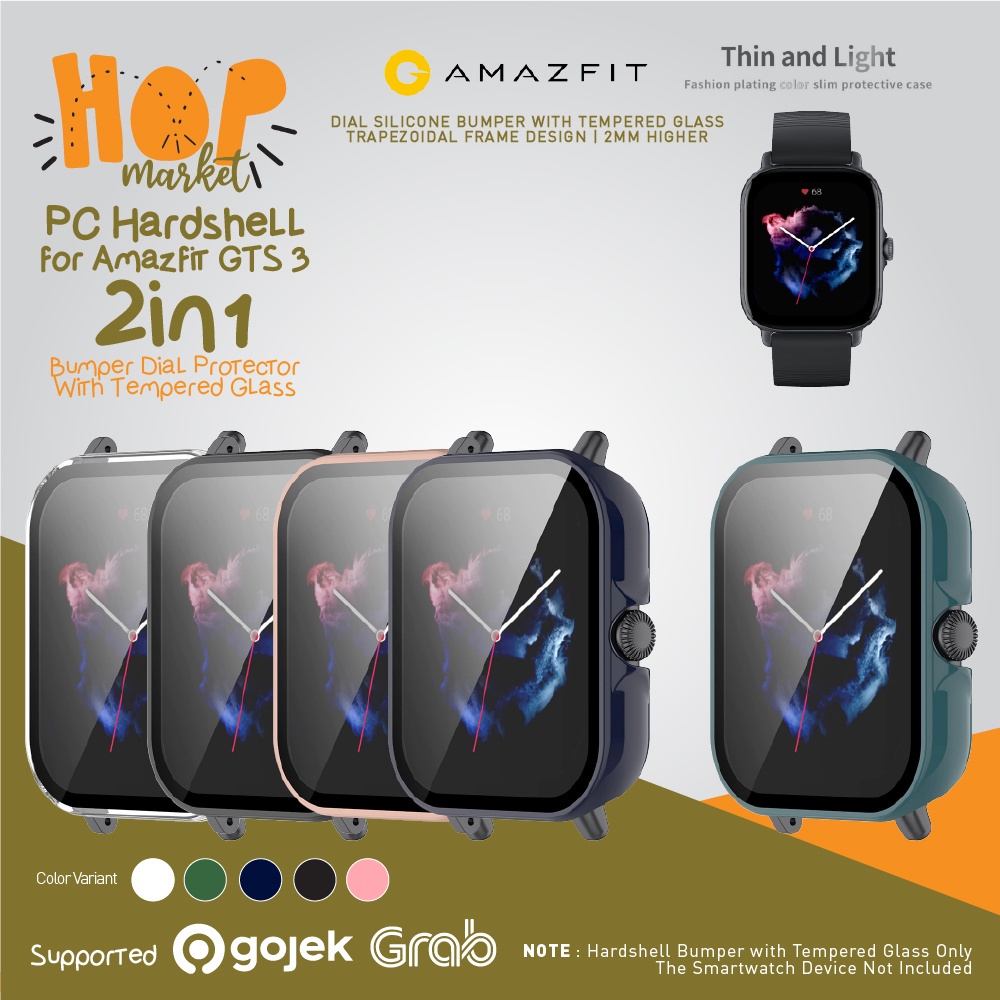 Jual Hard Case PC Bumper 2in1 with Tempered Glass for Amazfit GTS 3 ...