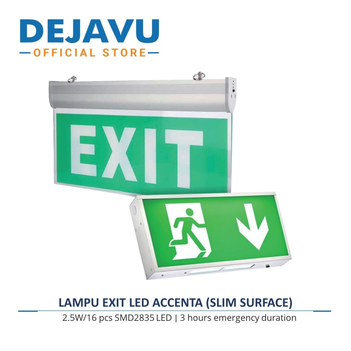 Jual LAMPU EXIT LED ACCENTA AXL-P220/2.5W ( SLIM SURFACE) - Tulisan ...