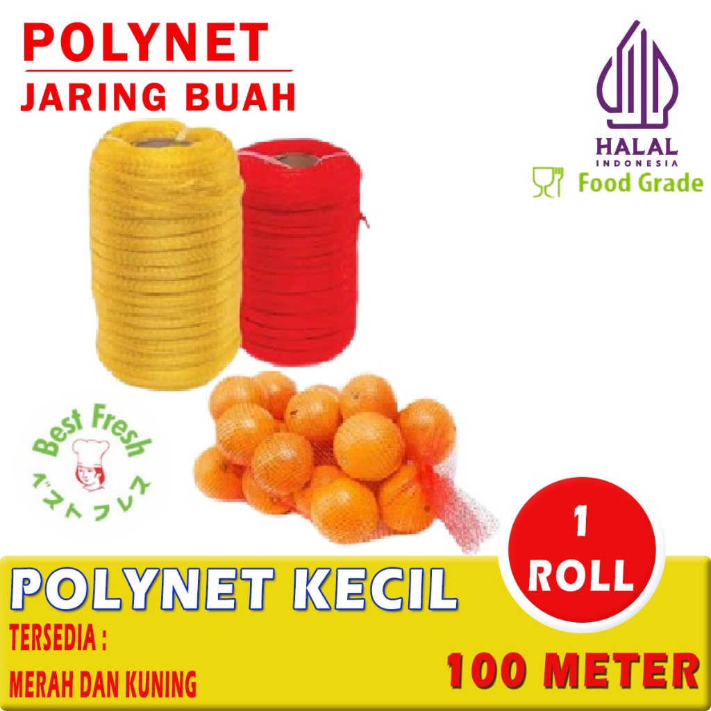 Jual POLYNET ROLL | JARING BUAH | BEST FRESH I 100 METER I MERAH I ...