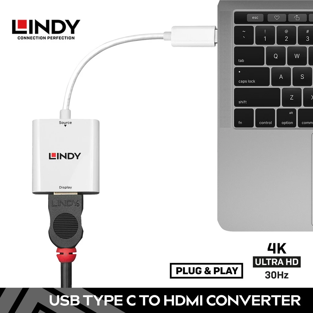 LINDY Converter Adapter Type C to HDMI USB 3.2 4K 30Hz 43244