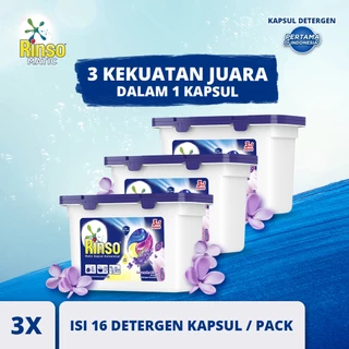 Rinso Detergent Cair Capsule Konsentrat Deterjen Matic Kapsul Lavender Fresh 168 g x3