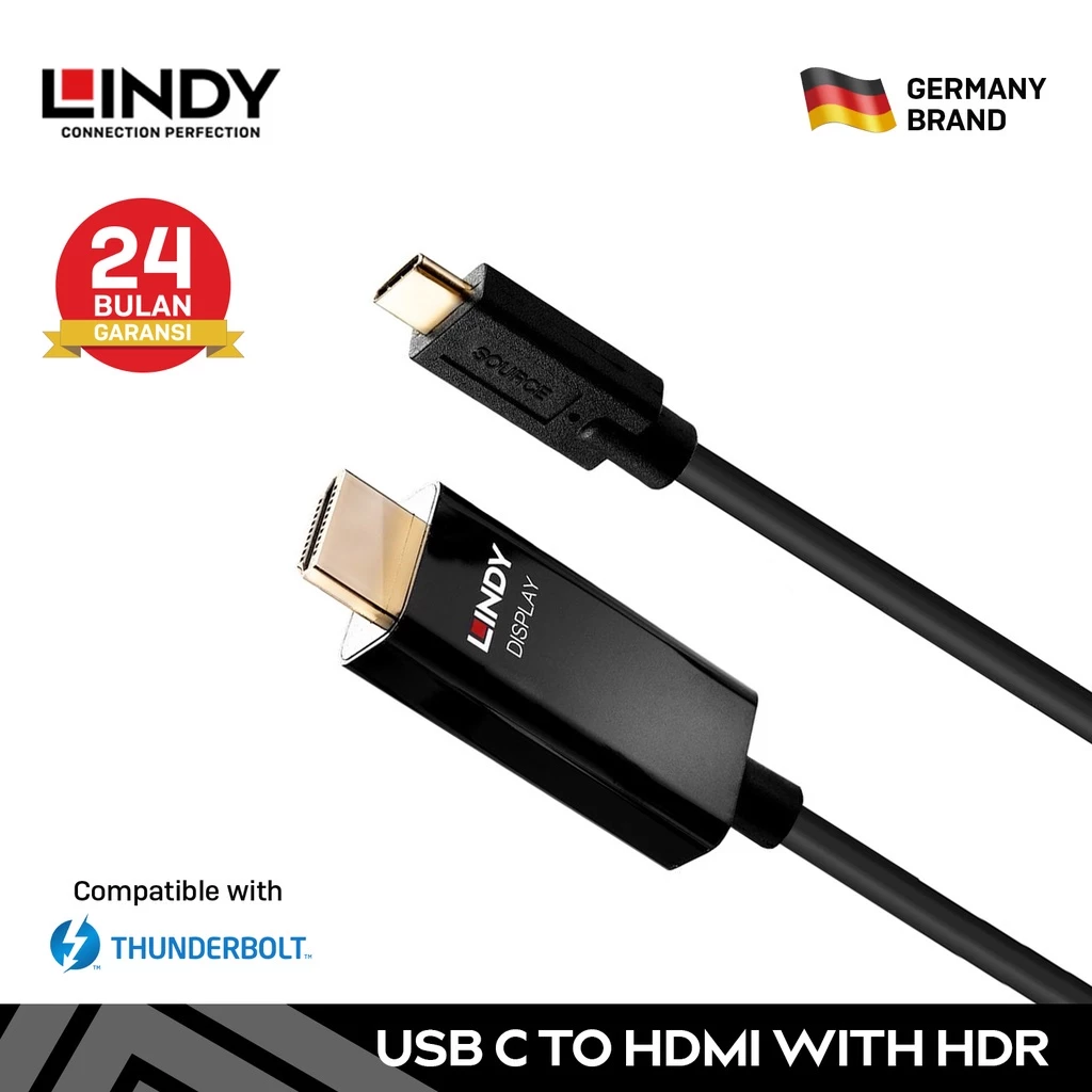 Kabel Converter Type C to HDMI 3M LINDY USB 3.2 4K 60Hz HDR10 Adapter
