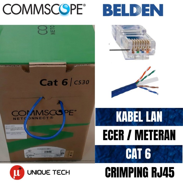 Jual KABEL LAN CAT6 CAT 6 COMMSCOPE / BELDEN ECERAN METERAN CRIMPING ...
