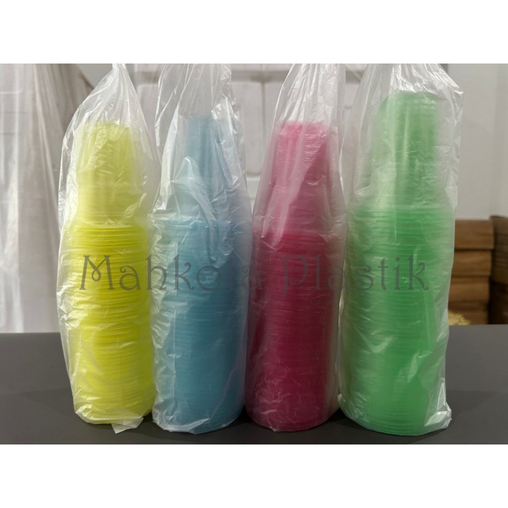 Jual Gelas Ulir Frutang Gelas Plastik Warna Warni 180ml isi 50pcs ...