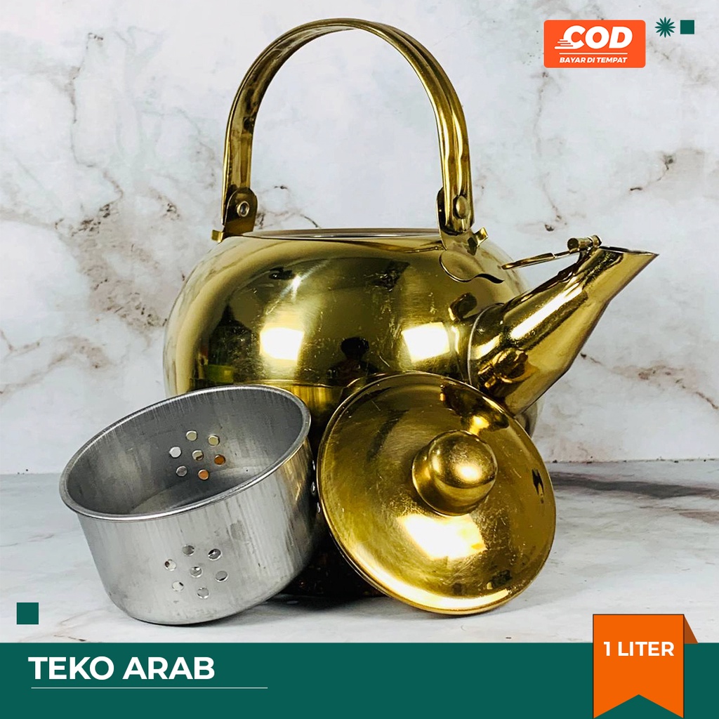 Jual Teko Arab Air Zamzam Gold Stainless Steel Ukuran 1 Liter Original Shopee Indonesia 9264